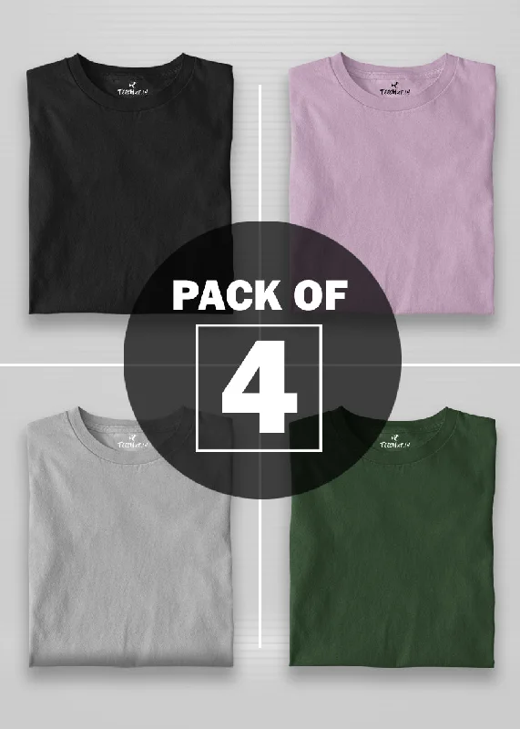 longline tops for women -Solid Half Sleeve T-Shirt Women Combo - Pack of 4