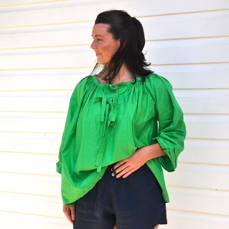 lightweight summer tops for women -Sammie Smock - Green Linen