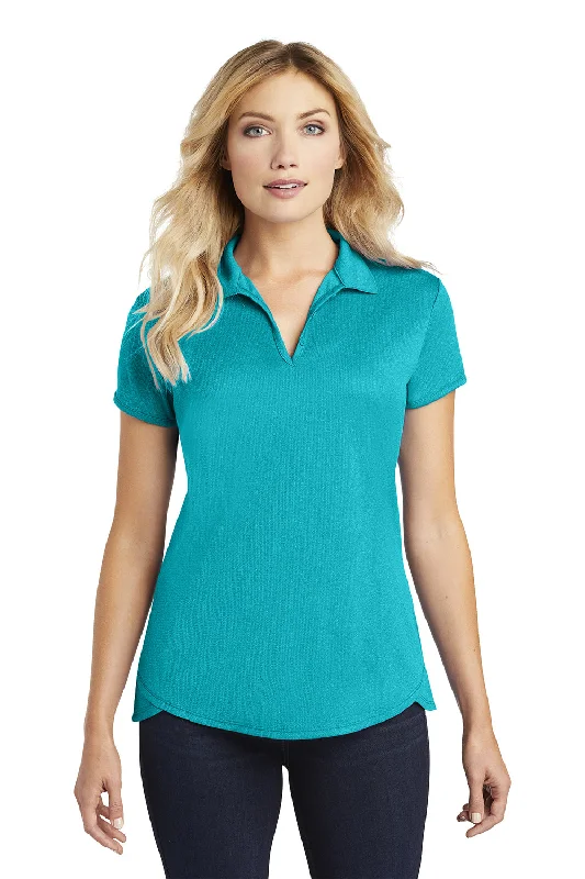 women's tunic tops -Port Authority Womens Trace Moisture Wicking Short Sleeve Polo Shirt - Heather Tropic Blue