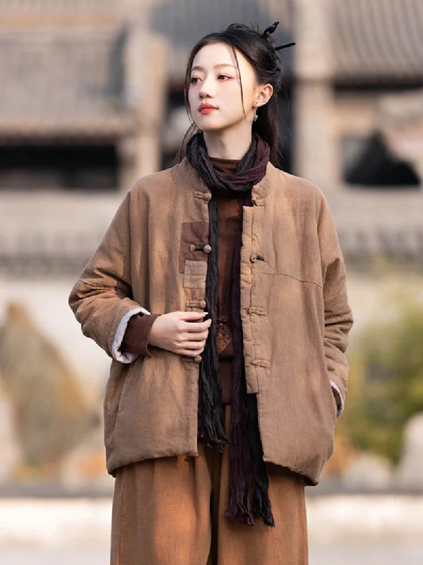 fur-lined parkas for women -autumn blouses for women -Women's Vintage Comfort and Style Disc Button Coat