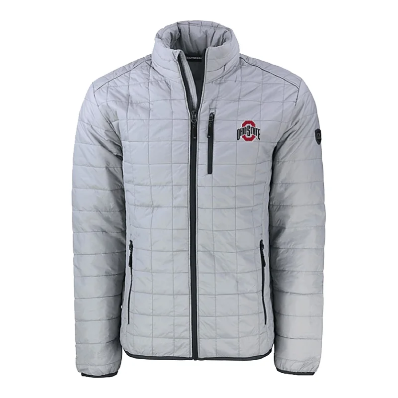 cropped jackets for women -business casual blouses for women -Ohio State Buckeyes Cutter & Buck Rainier PrimaLoft Eco Insulated Gray Full Zip Jacket