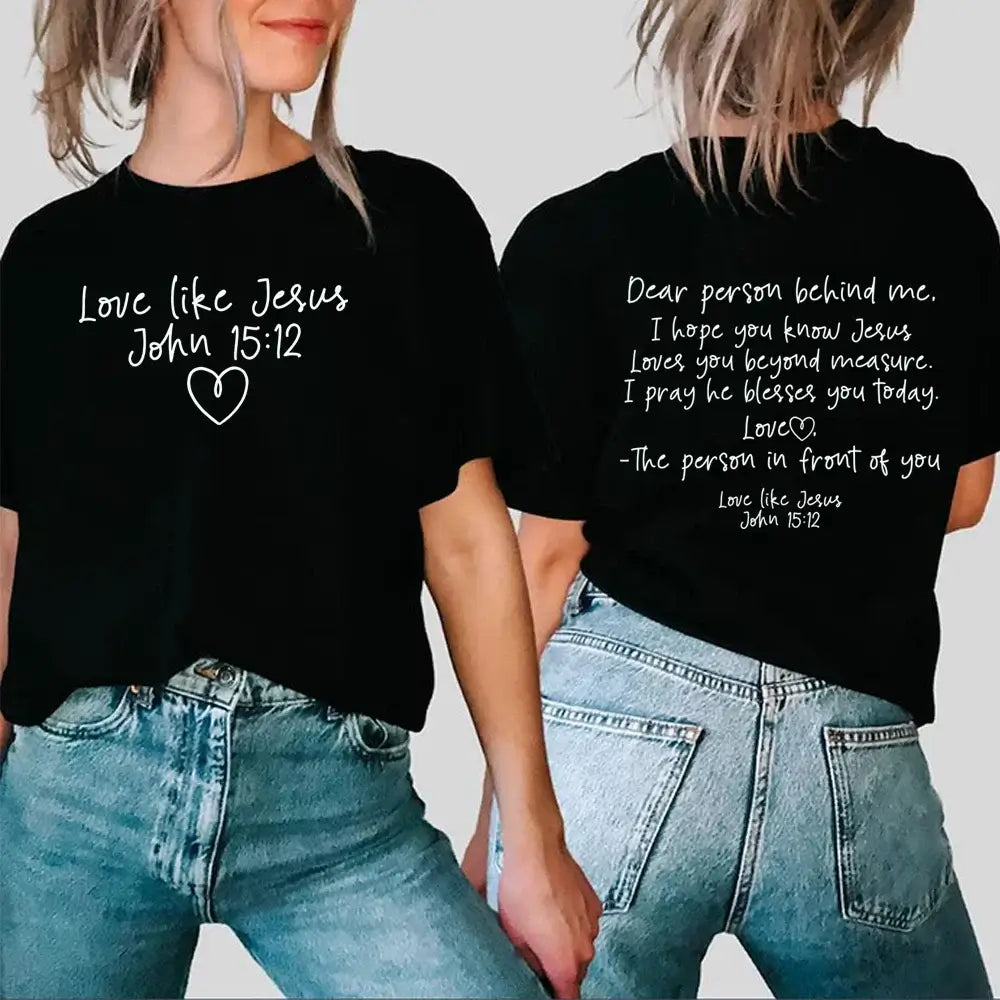 puff sleeve blouses for women -Love Like Jesus Bible Verse T-Shirts