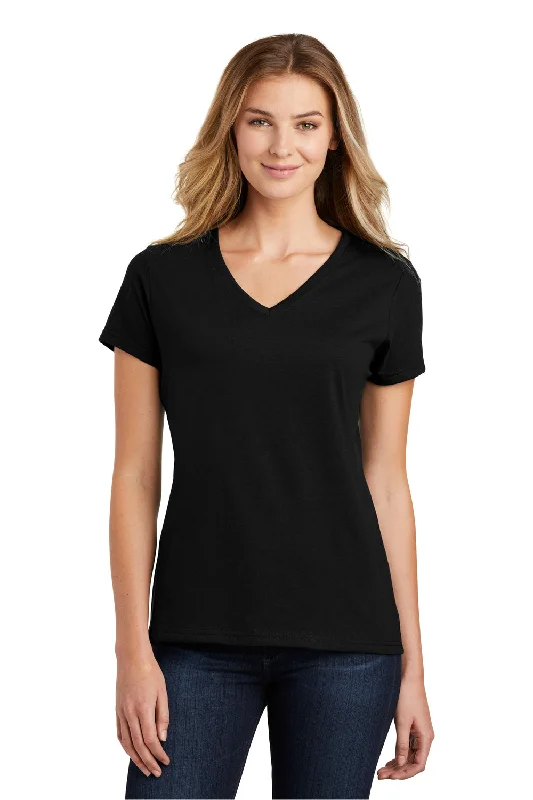 boho style tops for women -Port & Company Womens Fan Favorite Short Sleeve V-Neck T-Shirt - Jet Black