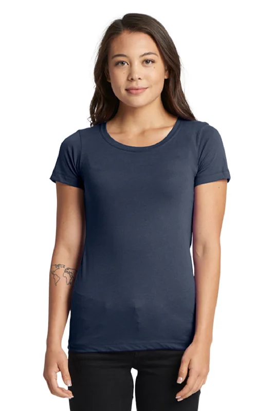 silky tops for women -Next Level Womens Ideal Jersey Short Sleeve Crewneck T-Shirt - Indigo Blue