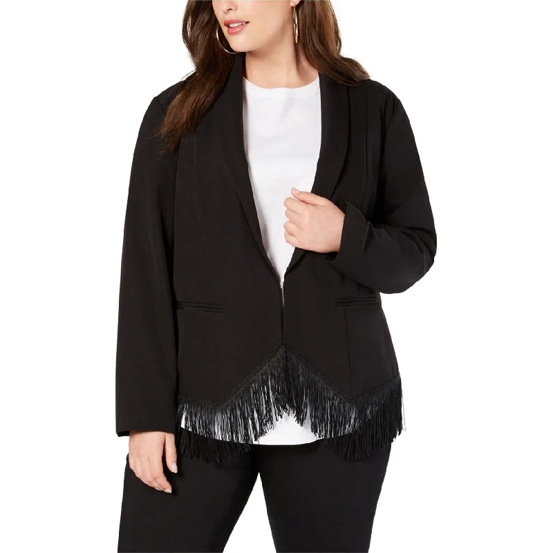 women's biker jackets -puff sleeve blouses for women -I-N-C Womens Fringed Blazer Jacket