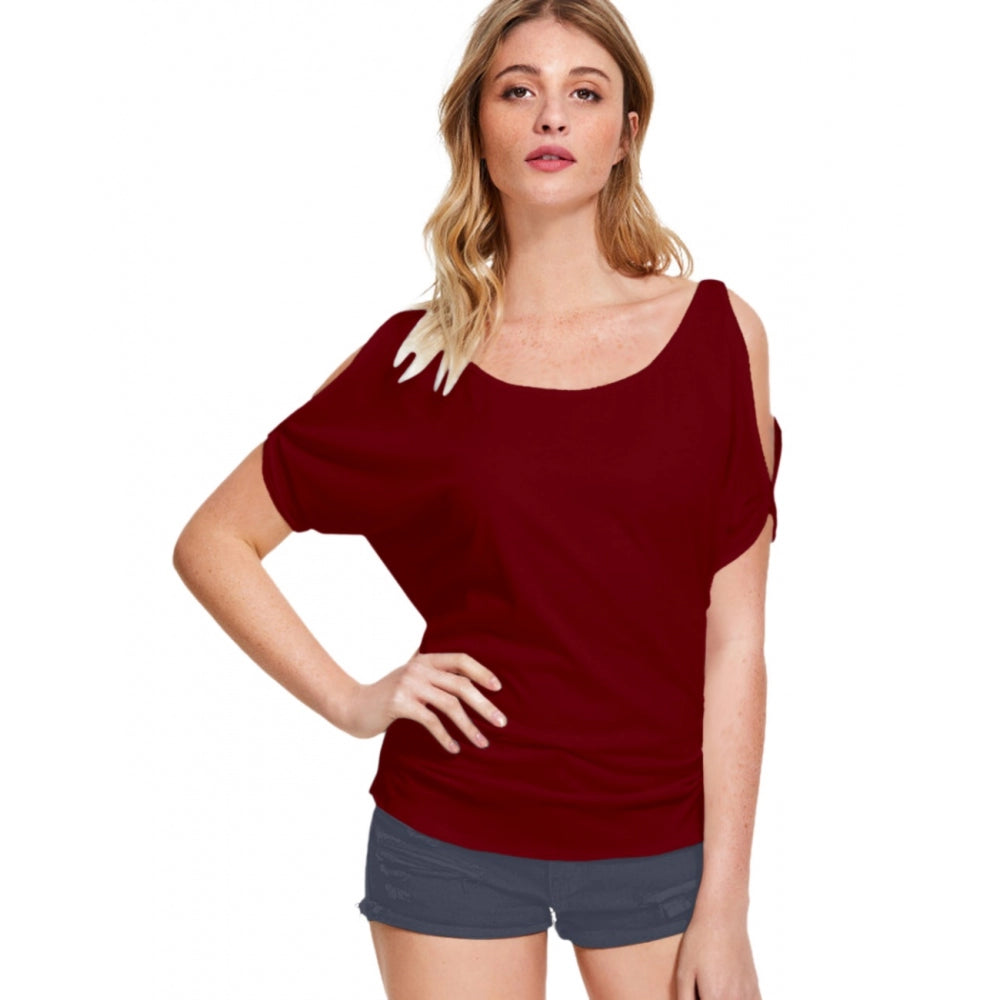 soft fabric tops for women -Generic Women's Western Wear Hosiery T Shirts (Maroon)