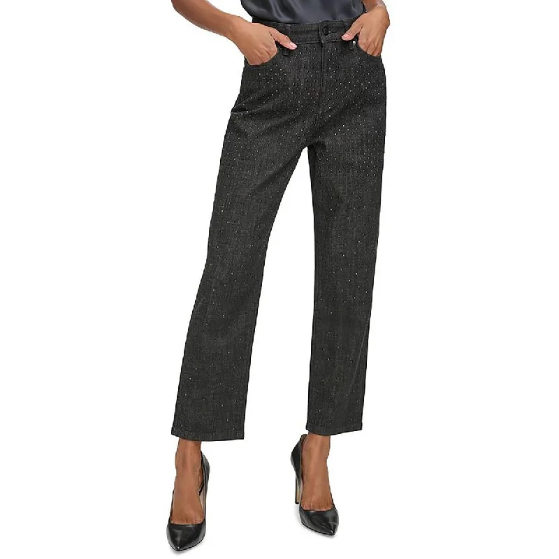 wrinkle-resistant pants for women -modest tops for women -Cannes Womens High-Rise Straight Leg Cropped Jeans