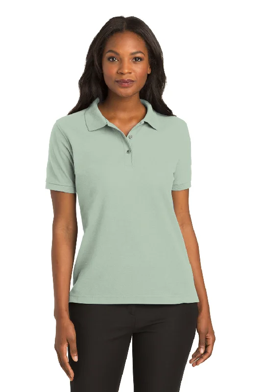 lightweight women's tops -Port Authority Womens Silk Touch Wrinkle Resistant Short Sleeve Polo Shirt - Mint Green - Closeout