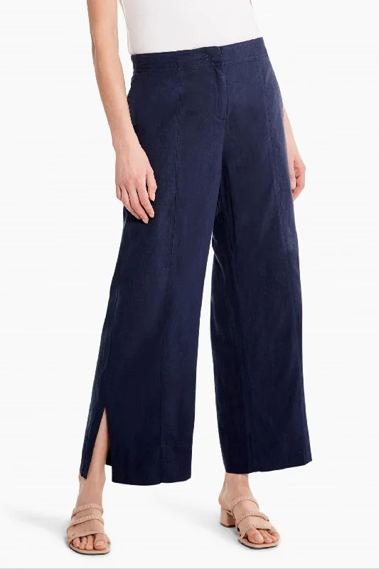 casual lounge pants for women -women's silk tops -Rumba Park Wide-Leg Ankle Pant In Dark Indigo