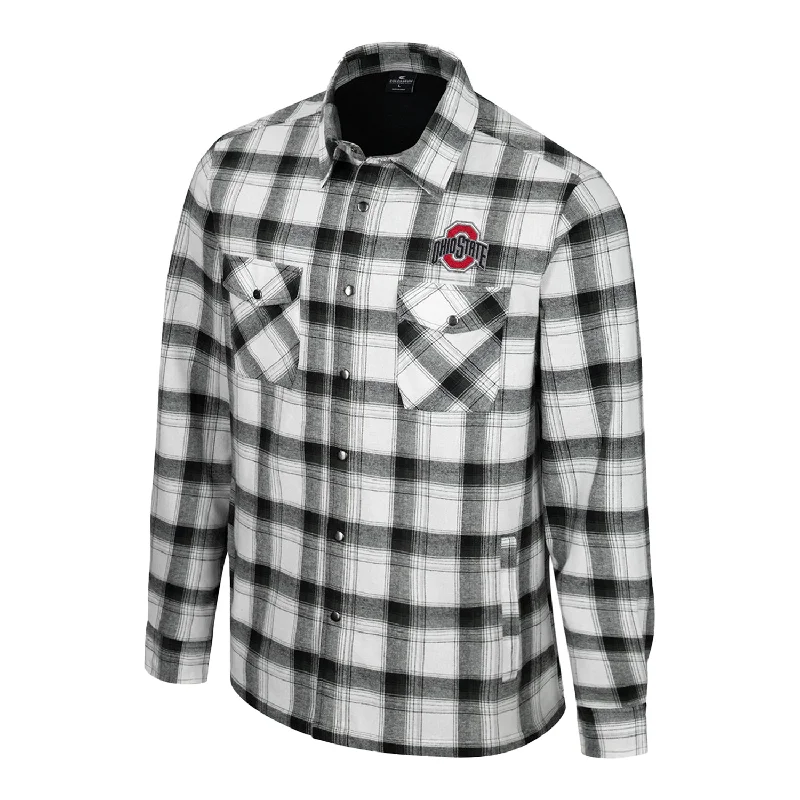 thermal coats for women -women's wrap tops -Ohio State Buckeyes Silent Majesty Plaid Snap Jacket