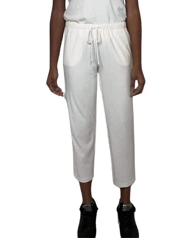 women's breathable joggers -casual loose blouses for women -Paula Pant In White