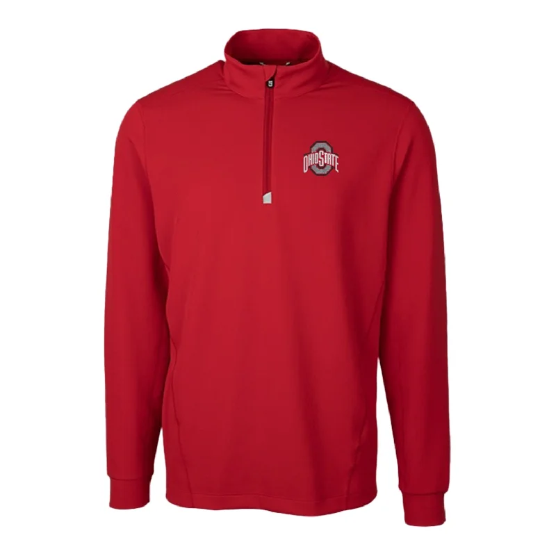 lightweight jackets for women -plus size women's tops -Ohio State Buckeyes Cutter & Buck Traverse Stretch Scarlet 1/4 Zip Jacket