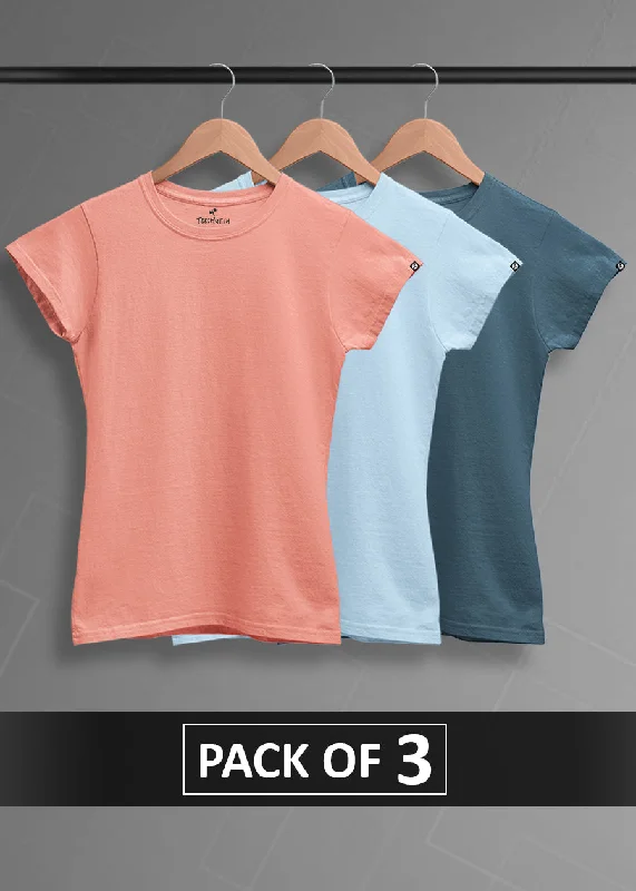 sexy tops for women -Solid Half Sleeve T-Shirt Women Combo - Pack of 3