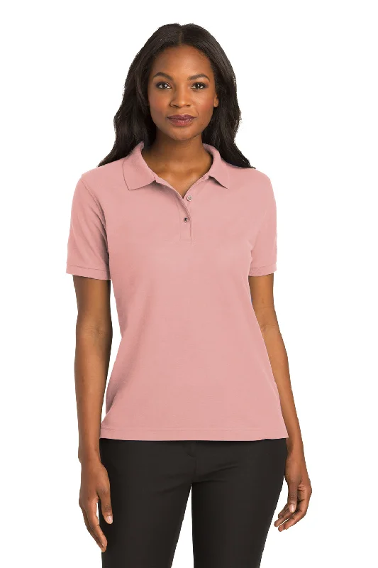 casual loose blouses for women -Port Authority Womens Silk Touch Wrinkle Resistant Short Sleeve Polo Shirt - Light Pink