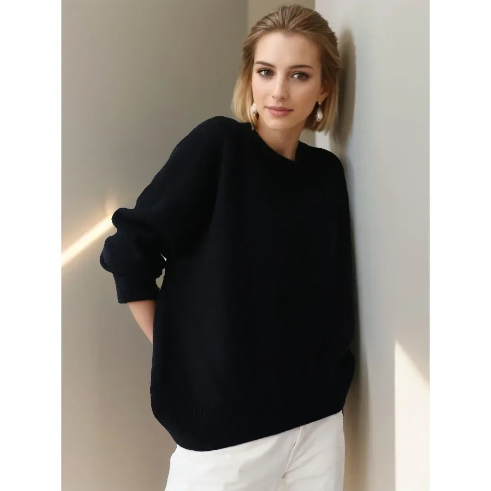 women's summer blouses -Oversized Loose Casual Autumn Winter Warm Thick Knit Sweater