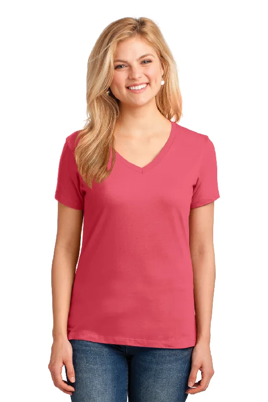 flowy tops for women -Port & Company Womens Core Short Sleeve V-Neck T-Shirt - Coral