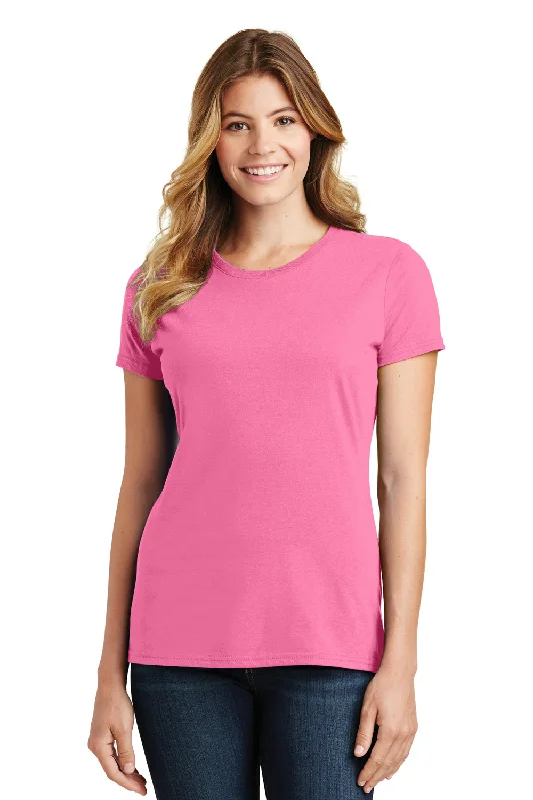 solid color blouses for women -Port & Company Womens Fan Favorite Short Sleeve Crewneck T-Shirt - New Pink