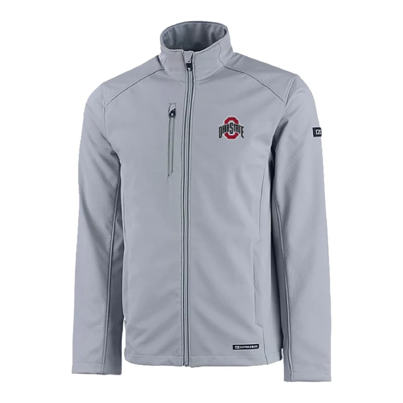 women's double-breasted coats -crop tops for women -Ohio State Buckeyes Cutter & Buck Eco Softshell Gray Full Zip Jacket