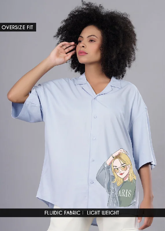 women's chiffon tunics -Cool Girl Womens Fluidic Oversized Shirt