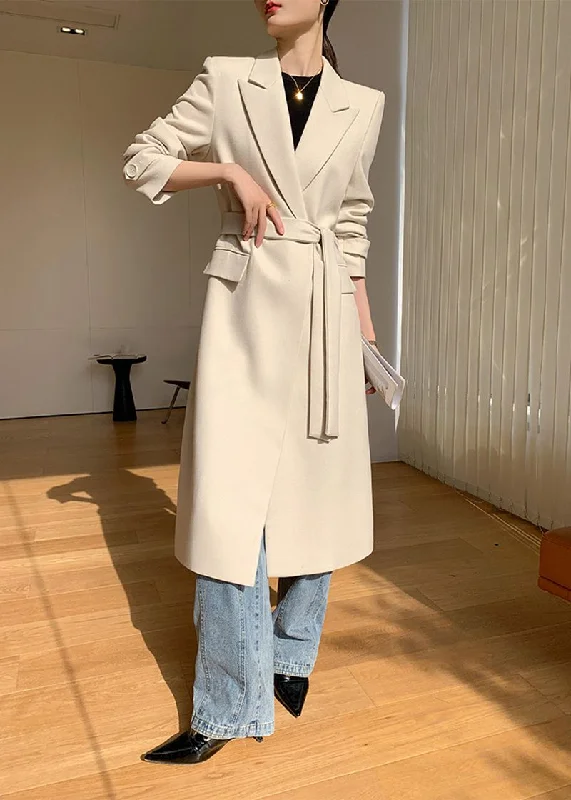 luxury winter coats for women -women's knitted sweaters -Double-Breasted Belt Trench Coat