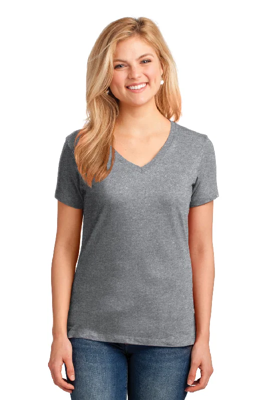 women's work blouses -Port & Company Womens Core Short Sleeve V-Neck T-Shirt - Heather Grey