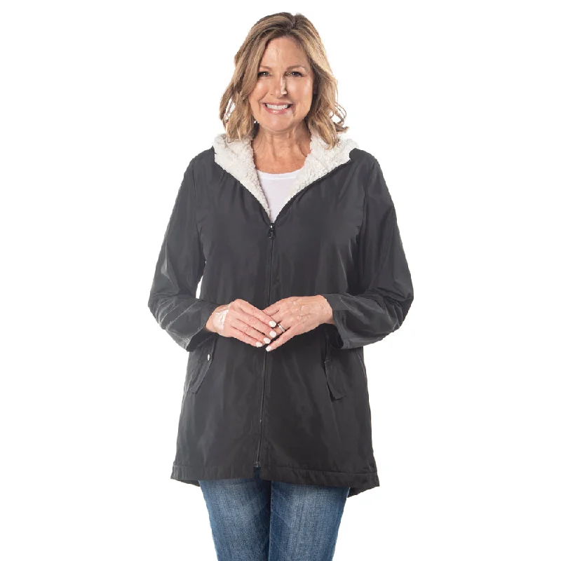 slim fit coats for women -women's party tops -Sherpa Lined Rain Jacket