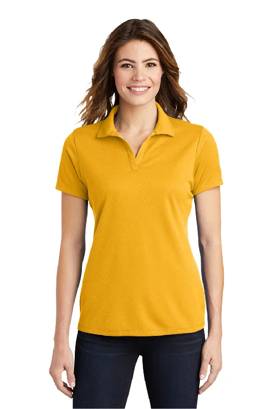 warm tops for women -Sport-Tek Womens RacerMesh Moisture Wicking Short Sleeve Polo Shirt - Gold