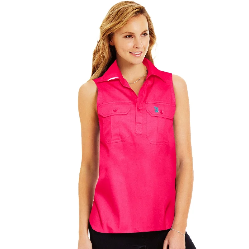 flowy tops for women -Fuschia Sleeveless