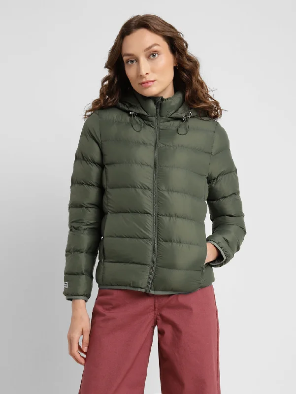 breathable jackets for women -cozy women's tops -Women's Solid Hooded Quilted Jacket