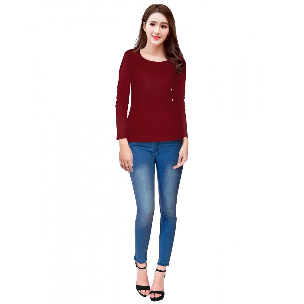 crochet tops for women -Generic Women's Western Wear Hosiery T Shirts (Maroon)