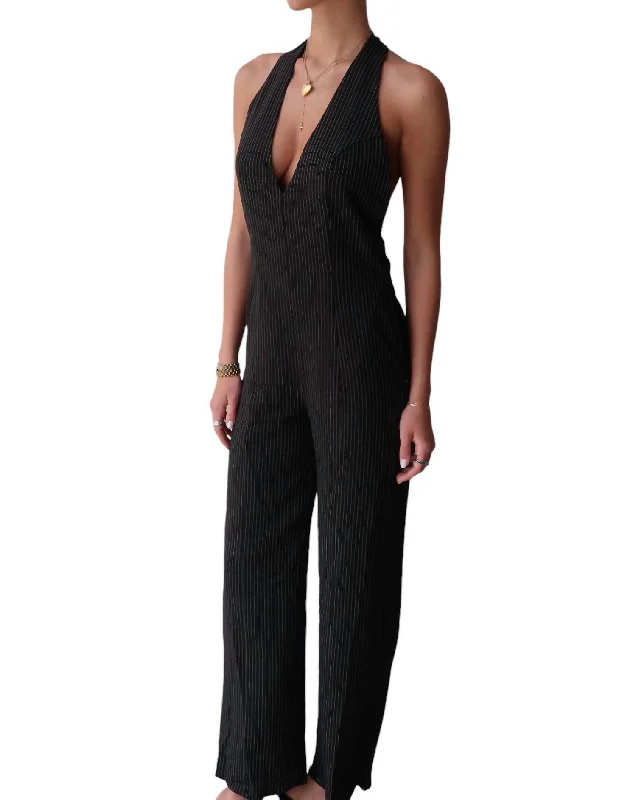 mid-rise pants for women -longline tops for women -Reign Jumpsuit In Black