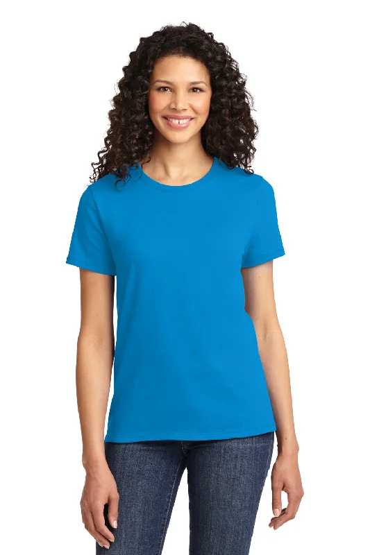 soft fabric tops for women -Port & Company Womens Essential Short Sleeve Crewneck T-Shirt - Sapphire Blue - Closeout