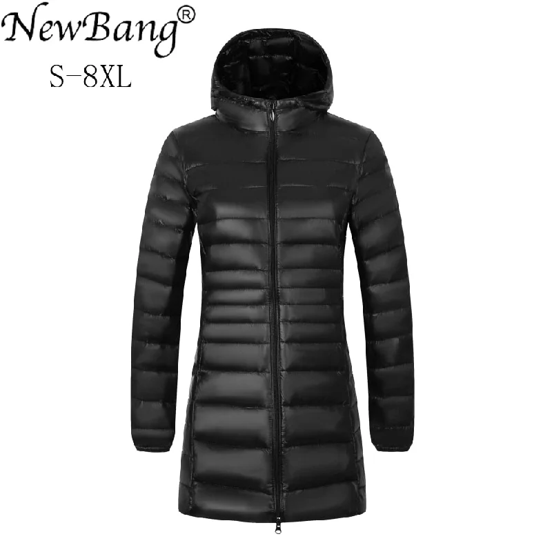 luxury winter coats for women -women's knitted sweaters -NewBang Brand Plus 8XL 7XL Ladies Coats Long Winter Down Jacket Ultra Light Down Jacket Women Hooded Female Warm Coat  Outerwear