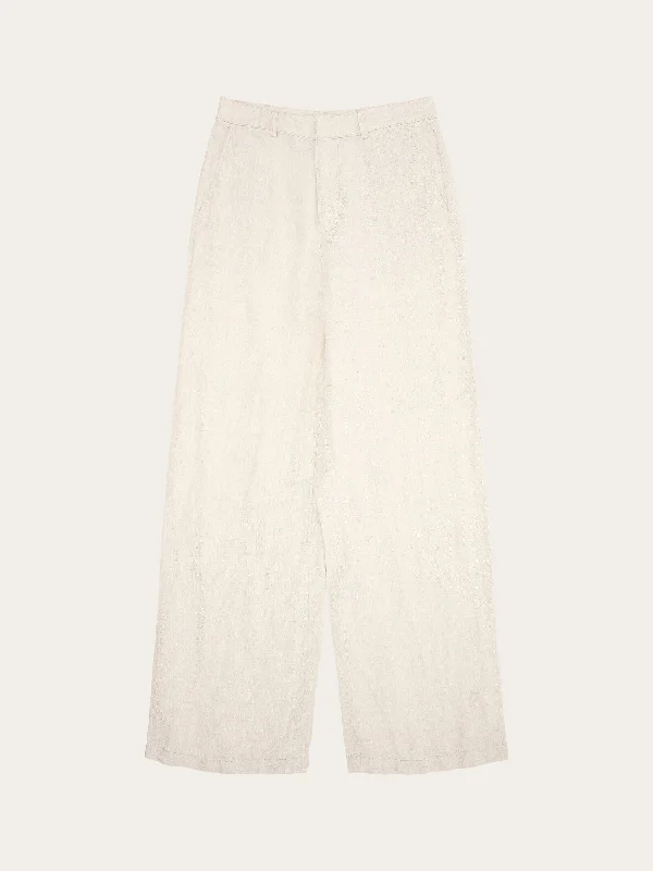 women's elastic waist pants -lightweight women's tops -POSEY natural linen pants - Light feather gray