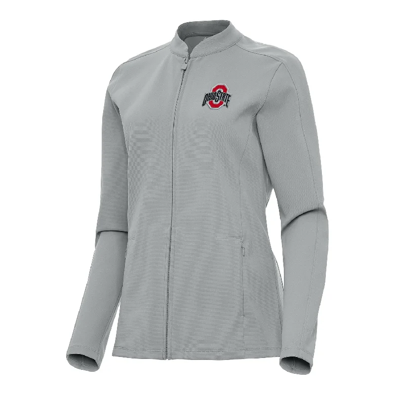 sporty jackets for women -lightweight summer tops for women -Ladies Ohio State Buckeyes Regard Full Zip Gray Jacket