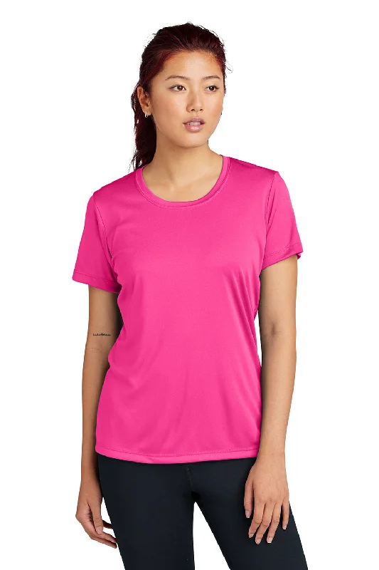 cold shoulder tops for women -Sport-Tek Womens Competitor Moisture Wicking Short Sleeve Crewneck T-Shirt - Neon Pink