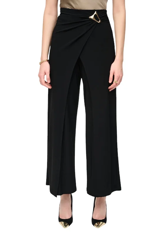 quick-dry leggings for women -fashionable work tops for women -High-Rise Wrap Trouser In Black