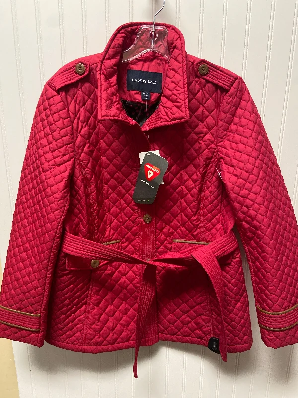 high collar coats for women -casual blouses with sleeves -Coat Puffer & Quilted By Lands End In Red, Size: M