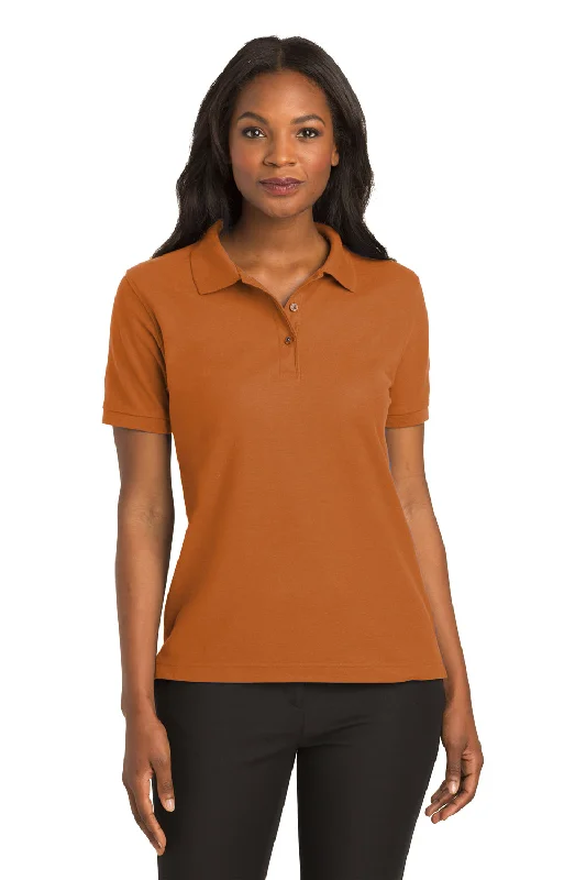 crop tops for women -Port Authority Womens Silk Touch Wrinkle Resistant Short Sleeve Polo Shirt - Texas Orange