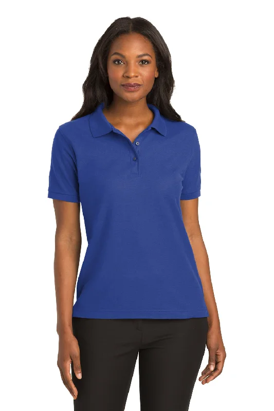 eco-friendly tops for women -Port Authority Womens Silk Touch Wrinkle Resistant Short Sleeve Polo Shirt - Royal Blue