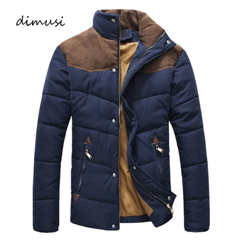 leopard print coats for women -women's henley shirts -DIMUSI Clothing Winter Jacket Men Warm Causal Parkas Cotton Banded Collar Winter Jacket Male Padded Overcoat Outerwear 4XL,YA332