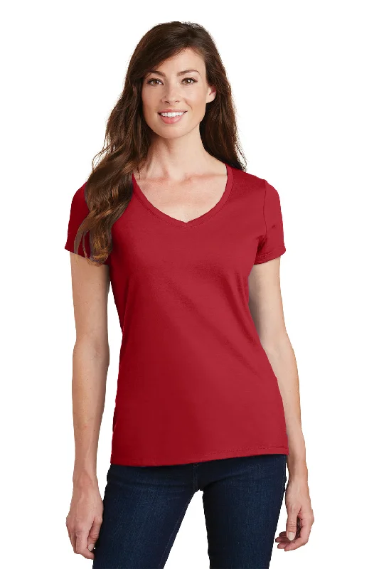 stylish tops for ladies -Port & Company Womens Fan Favorite Short Sleeve V-Neck T-Shirt - Team Cardinal Red