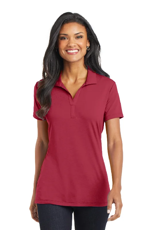 sleeveless blouses for work -Port Authority Womens Cotton Touch Performance Moisture Wicking Short Sleeve Polo Shirt - Chili Red