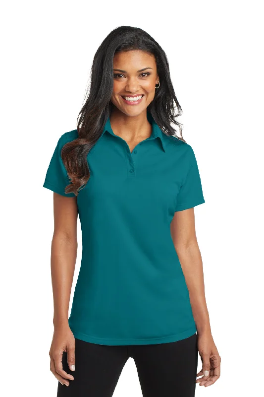 women's chiffon tunics -Port Authority Womens Dimension Moisture Wicking Short Sleeve Polo Shirt - Dark Teal Green