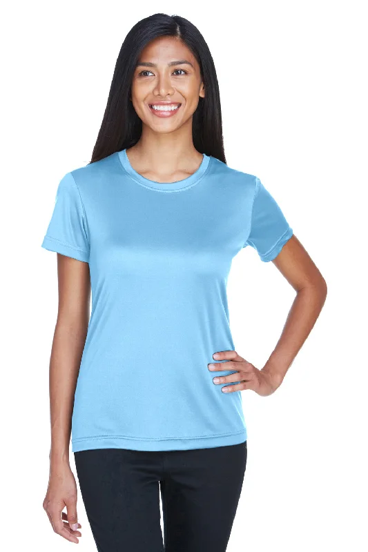 crochet tops for women -UltraClub Womens Cool & Dry Performance Moisture Wicking Short Sleeve Crewneck T-Shirt - Columbia Blue