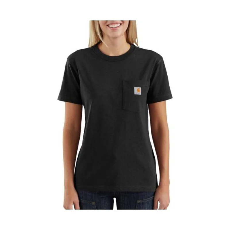 women's silk tops -Carhartt Women's Loose Fit Heavyweight Short-Sleeve Pocket T-Shirt - Black