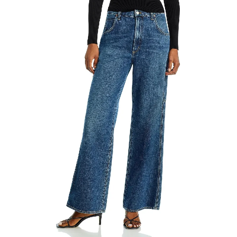 casual pants for women -casual women's tops -Magda Womens High Rise Carpenter Wide Leg Jeans