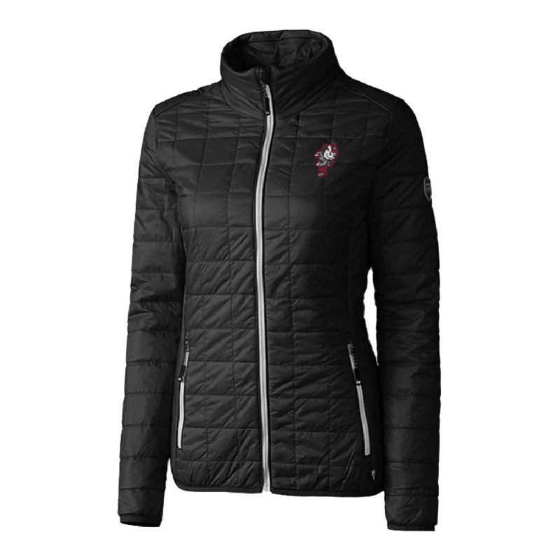 knitted jackets for women -soft knitted blouses for women -Ladies Ohio State Buckeyes Cutter & Buck Rainier PrimaLoft Eco Insulated Black Full Zip Jacket