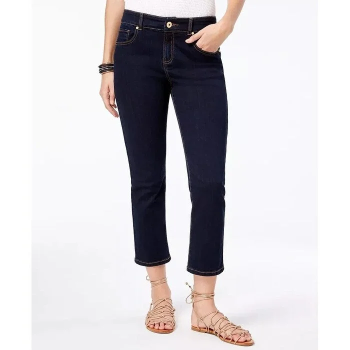 cropped trousers for women -stylish tops for ladies -INC International Concepts Women's Cropped Straight-Leg Jeans Blue Size 12