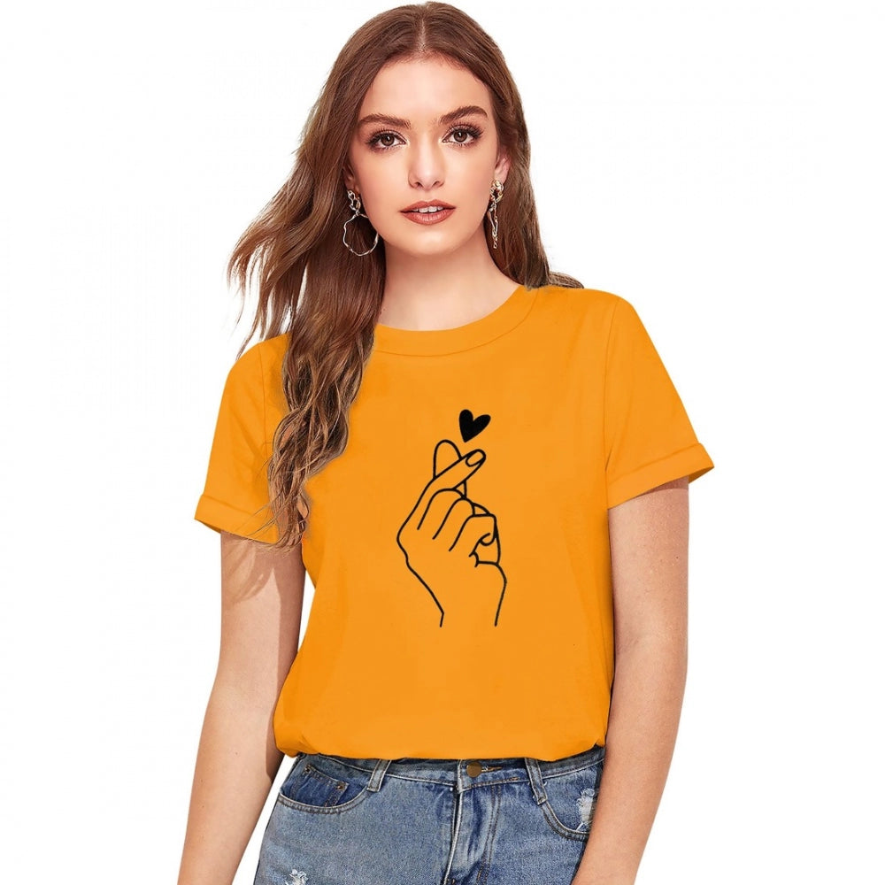 embroidered tops for women -Generic Women's Cotton Western Wear T Shirt (Yellow)